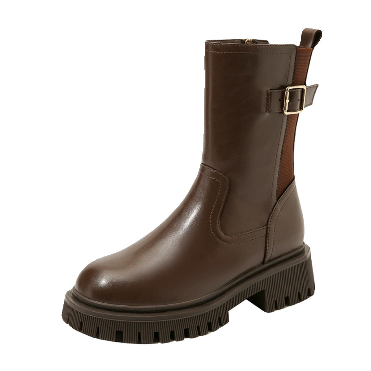 Elegante Lederimitat-Stiefel für Damen, knöchelhoch